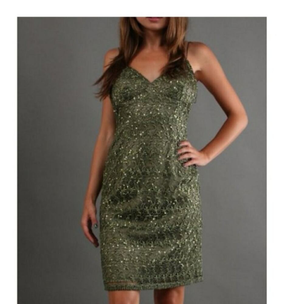 Adriana Papell Size 8 Beaded Sequin Sea Green Mini Dress Cocktail Ritzy Feminine